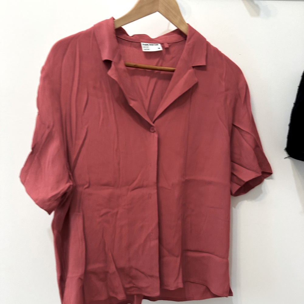 Frank & Oak Camp Collar Blouse in Hibiscus Red